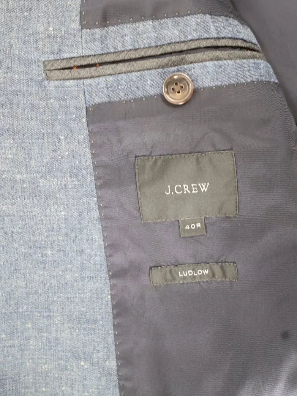 J Crew Sport Coat Mens 40R Ludlow heavy Cotton Single Breasted Two Button Blue